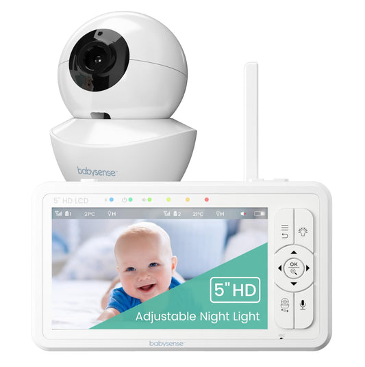 Babysense 720p Baby Monitor – 5" HD, Camera & Audio, Rotatable, Night Light, 2-Way Audio