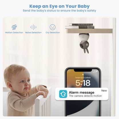 ieGeek 2K Baby Monitor – 2 Cameras, 5" Split-Screen, PTZ, Night Vision, App