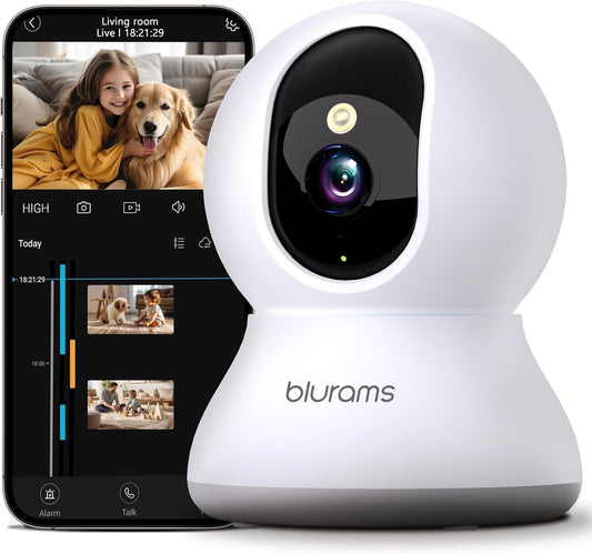 Blurams 2K Pet Camera – Indoor, 360° Security, Color Night Vision, Two-Way Audio