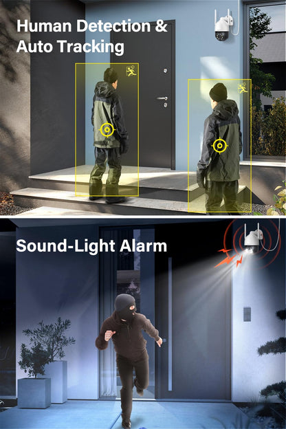 Jennov 【5MP+360°PTZ】 Wireless Security Camera System, 10CH NVR CCTV Camera System with 1TB HDD, 4PCS PTZ Security Cameras, Human Detection, Color Night Vision, Auto Tacking, Two Way Audio