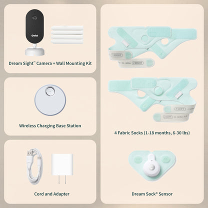 Owlet Dream Duo 3rd Gen Baby Monitor with Sock, 2K HD Video & Vital Signs