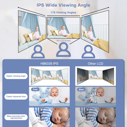 HelloBaby HB6339 Baby Monitor – 3.2" Display, Camera & Audio, Rotatable, Night Vision